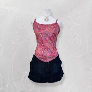 Pink Paisley Women's Top Y2K